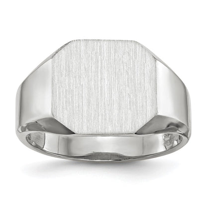 14K Weißgold Herren-Siegelring, offene Fassung, 11,0x11,0mm