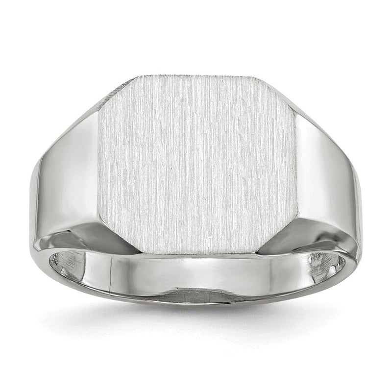 14K Weißgold Herren-Siegelring, offene Fassung, 11,0x11,0mm