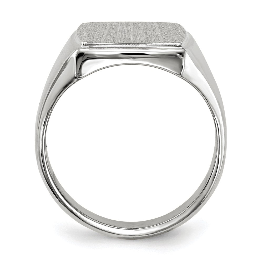 14K Weißgold Siegelring für Herren, geschlossen, 15,0x13,0mm