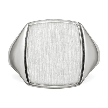 14K Weißgold Siegelring für Herren, geschlossen, 15,0x13,0mm