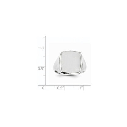 14K Weißgold Siegelring für Herren, geschlossen, 15,0x13,0mm