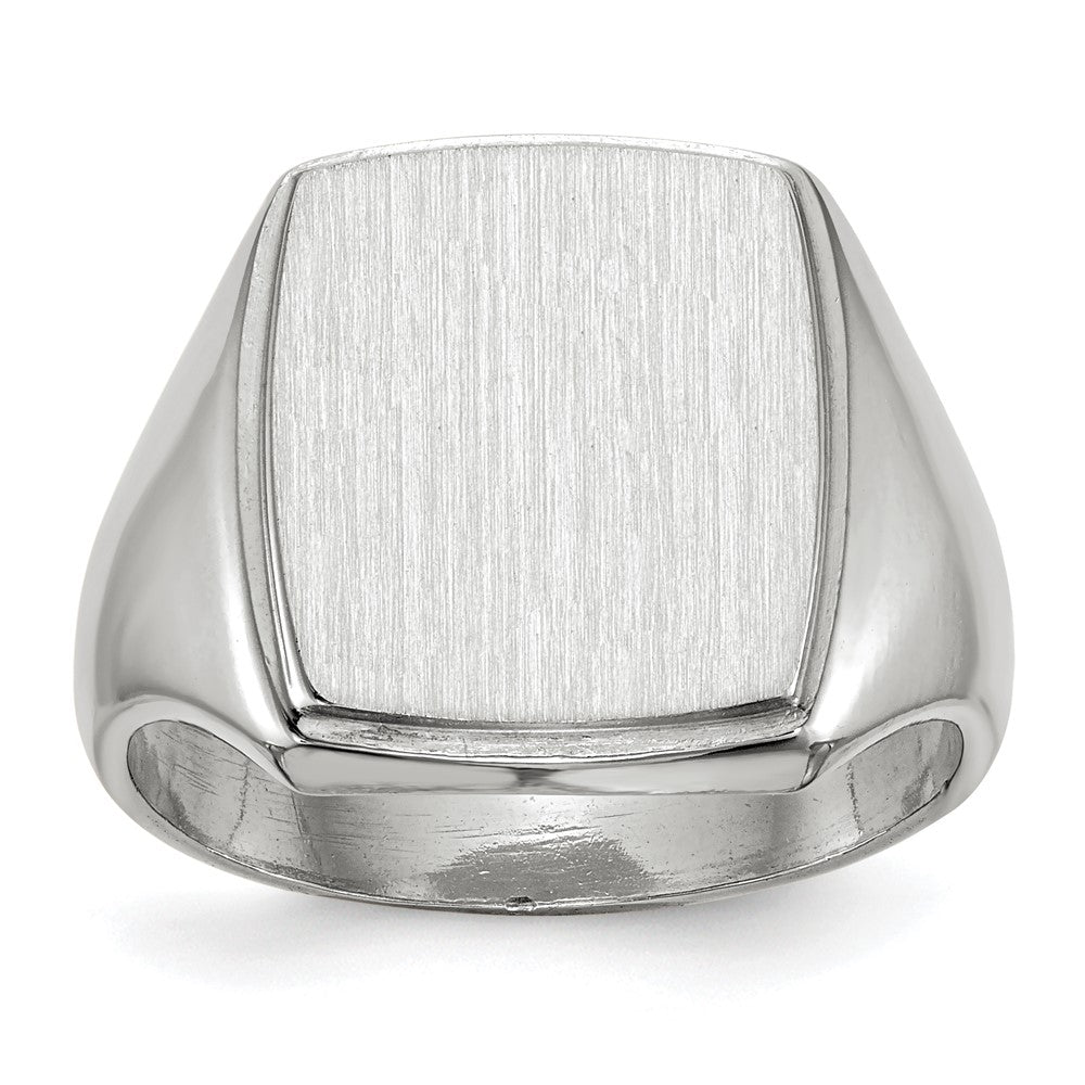 14K Weißgold Siegelring für Herren, geschlossen, 15,0x13,0mm