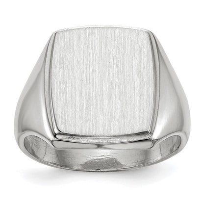 14K Weißgold Siegelring für Herren, geschlossen, 15,0x13,0mm