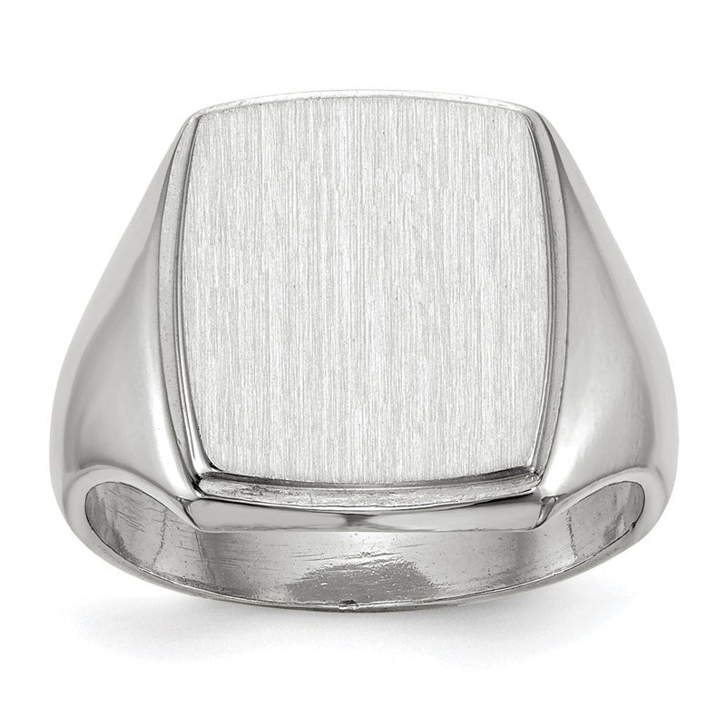 14K Weißgold Siegelring für Herren, geschlossen, 15,0x13,0mm