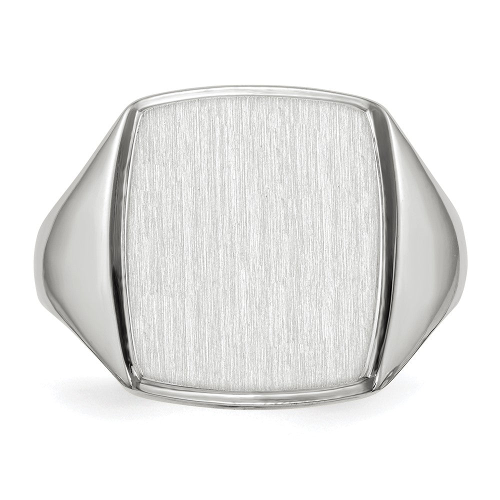 14K Weißgold Herren-Siegelring mit offener Fassung, 15,0x13,0mm