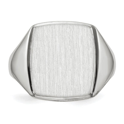 14K Weißgold Herren-Siegelring mit offener Fassung, 15,0x13,0mm