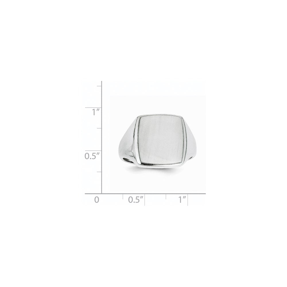 14K Weißgold Herren-Siegelring mit offener Fassung, 15,0x13,0mm