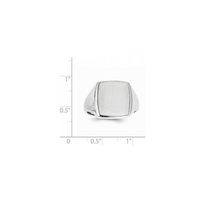 14K Weißgold Herren-Siegelring mit offener Fassung, 15,0x13,0mm