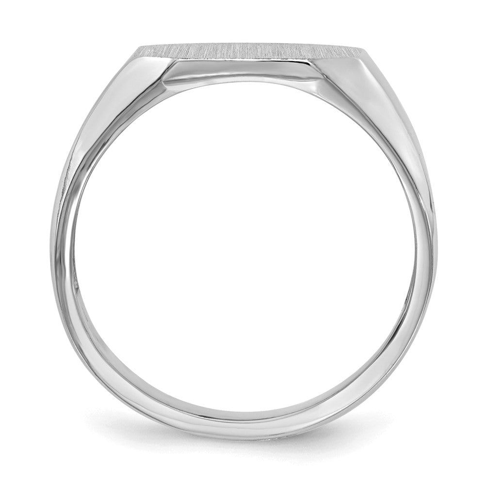14K Weißgold Siegelring mit offener Rückseite, 11,5 x 12,5 mm