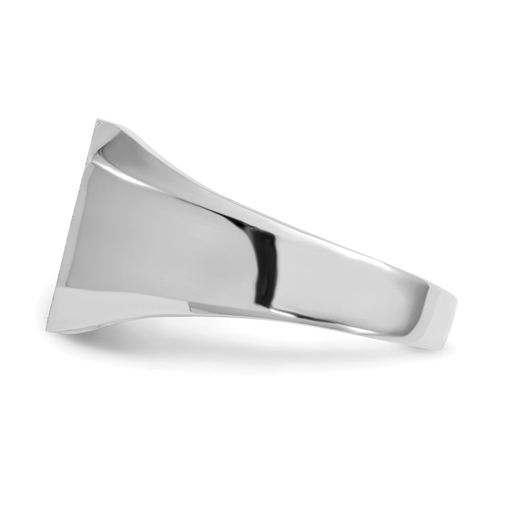 14K Weißgold Siegelring mit offener Rückseite, 11,5 x 12,5 mm