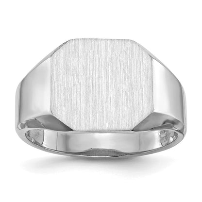 14K Weißgold Siegelring mit offener Rückseite, 11,5 x 12,5 mm