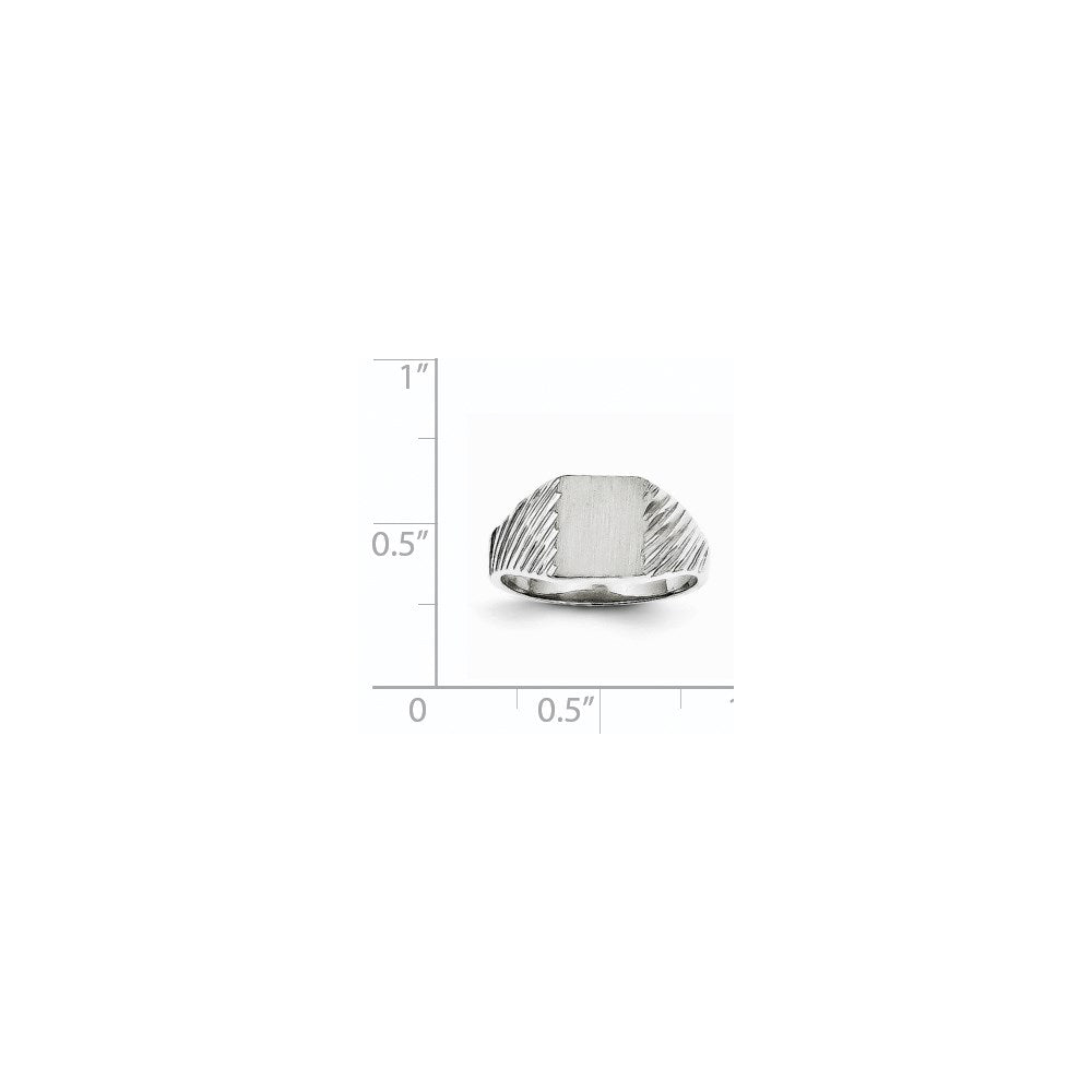 14K Weißgold Kindersiegelring 8,5x6,0mm mit geschlossener Fassung