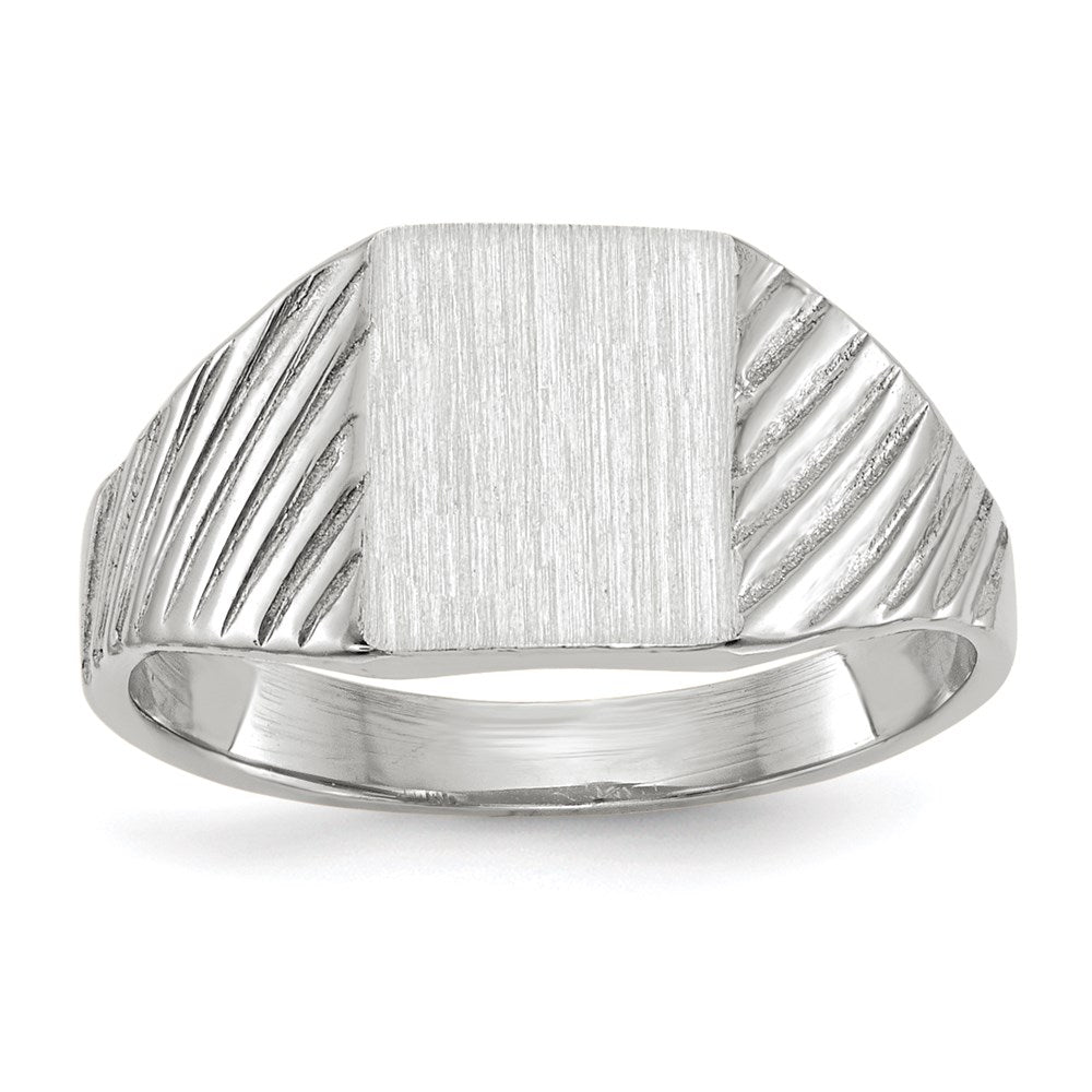 14K Weißgold Kindersiegelring 8,5x6,0mm mit geschlossener Fassung