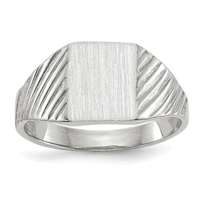 14K Weißgold Kindersiegelring 8,5x6,0mm mit geschlossener Fassung