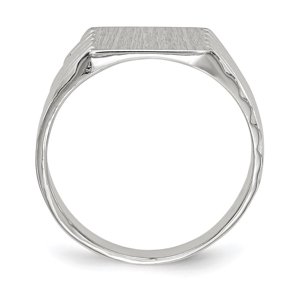 14K Weißgold Siegelring mit geschlossener Fassung, 9,0 x 10,0 mm