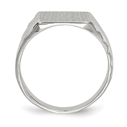 14K Weißgold Siegelring mit geschlossener Fassung, 9,0 x 10,0 mm
