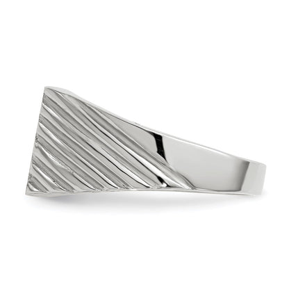 14K Weißgold Siegelring mit geschlossener Fassung, 9,0 x 10,0 mm