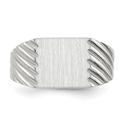14K Weißgold Siegelring mit geschlossener Fassung, 9,0 x 10,0 mm