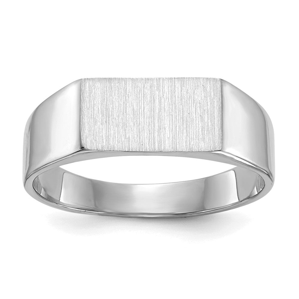 14K Weißgold Siegelring mit geschlossener Fassung, 5,5x10,5mm