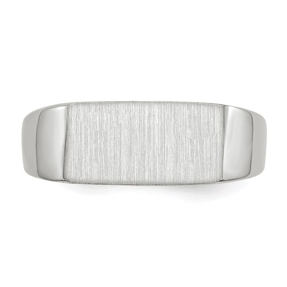 14K Weißgold Siegelring mit geschlossener Fassung, 6,5x12,0 mm