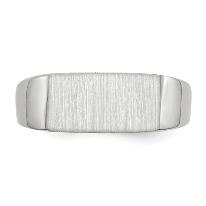 14K Weißgold Siegelring mit geschlossener Fassung, 6,5x12,0 mm