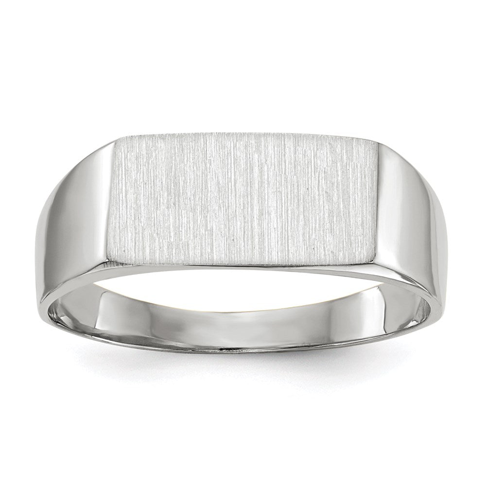 14K Weißgold Siegelring mit geschlossener Fassung, 6,5x12,0 mm