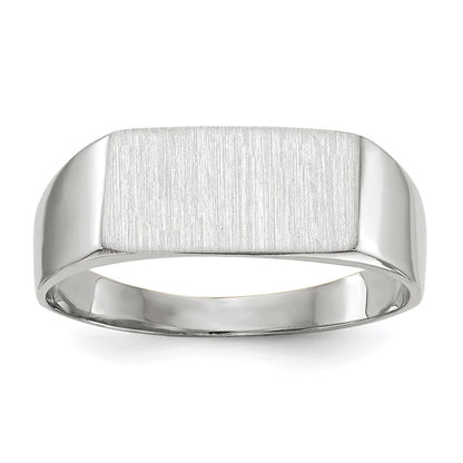 14K Weißgold Siegelring mit geschlossener Fassung, 6,5x12,0 mm