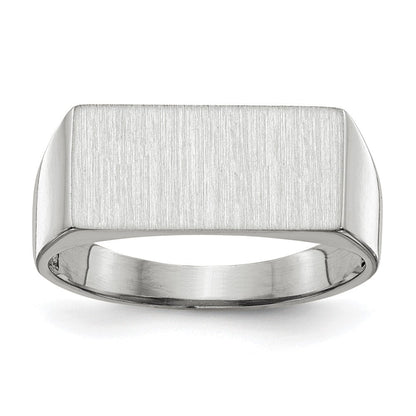 14K Weißgold Siegelring mit geschlossener Rückseite, 8,0 x 16,5 mm