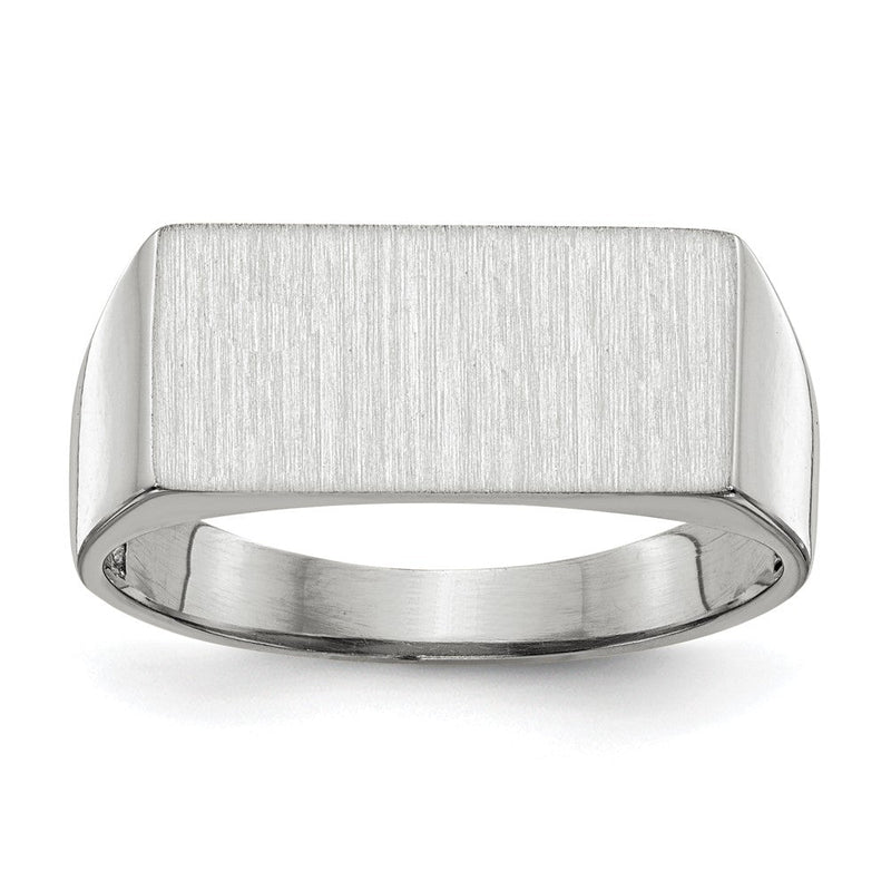 14K Weißgold Siegelring mit geschlossener Rückseite, 8,0 x 16,5 mm