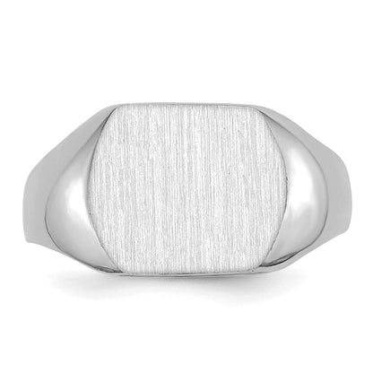 14K Weißgold Siegelring mit geschlossener Rückseite, 10,0x12,0mm