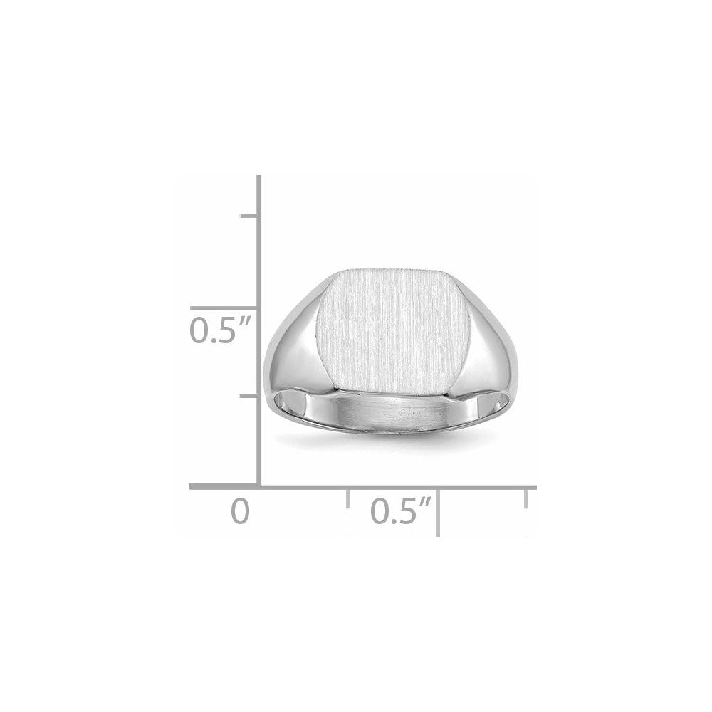 14K Weißgold Siegelring mit geschlossener Rückseite, 10,0x12,0mm