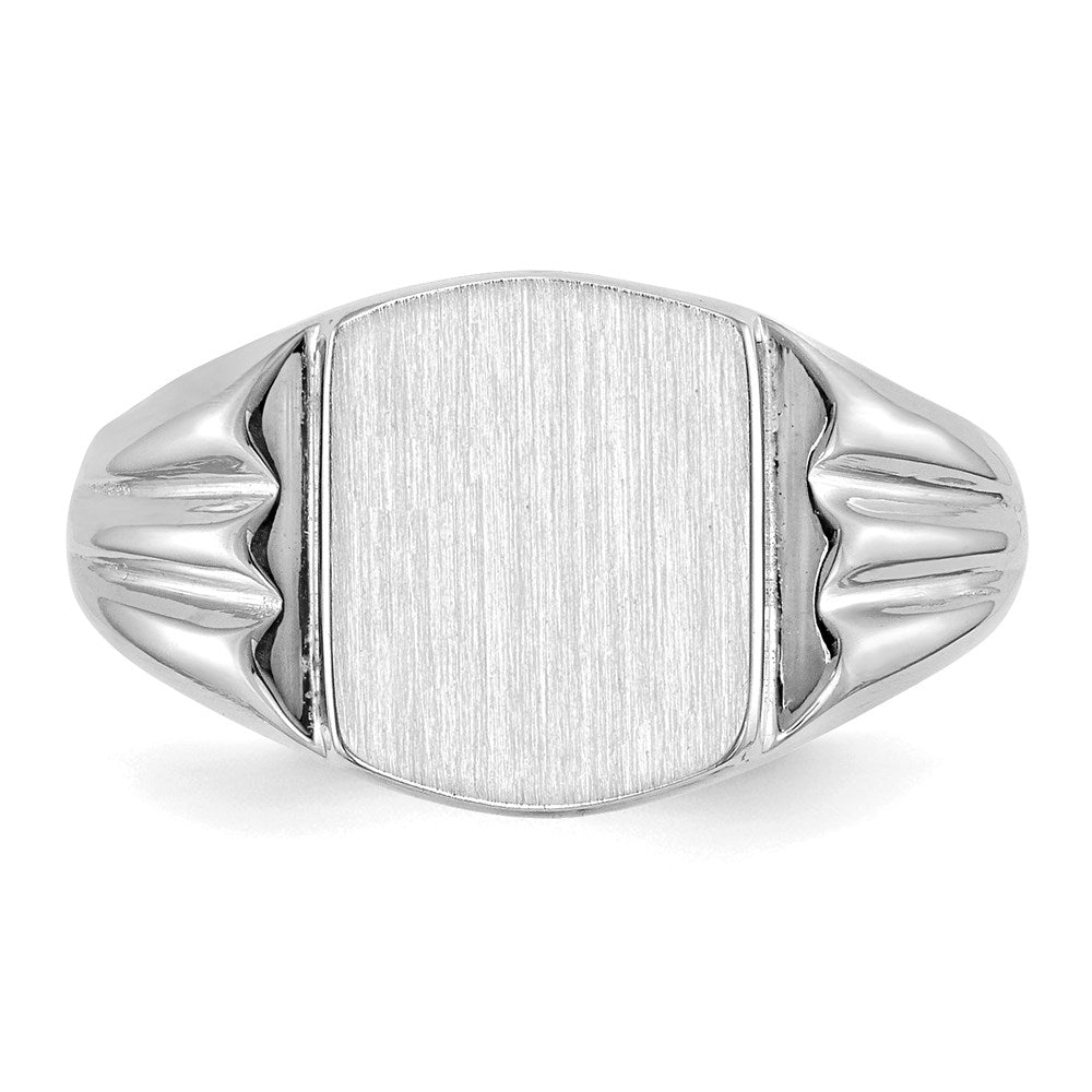 14K Weißgold Siegelring, geschlossene Fassung, 9,5x8,0 mm