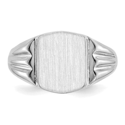 14K Weißgold Siegelring, geschlossene Fassung, 9,5x8,0 mm
