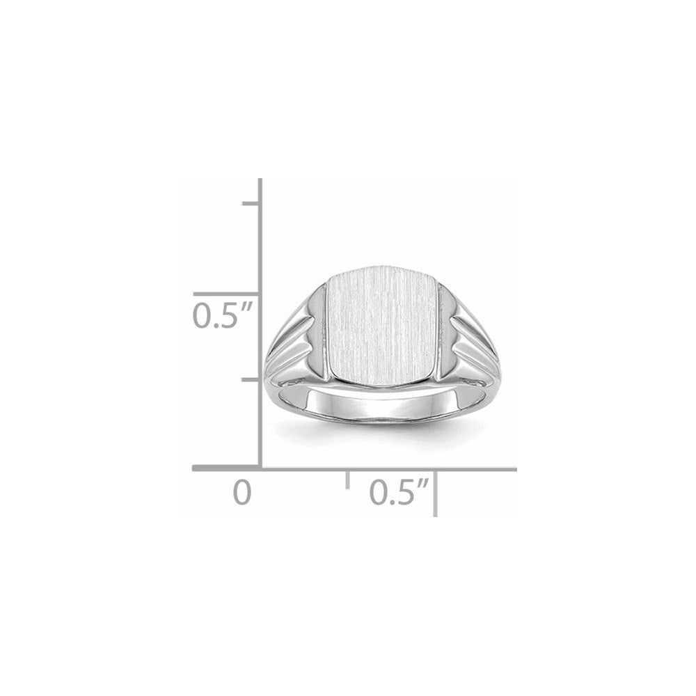 14K Weißgold Siegelring, geschlossene Fassung, 9,5x8,0 mm