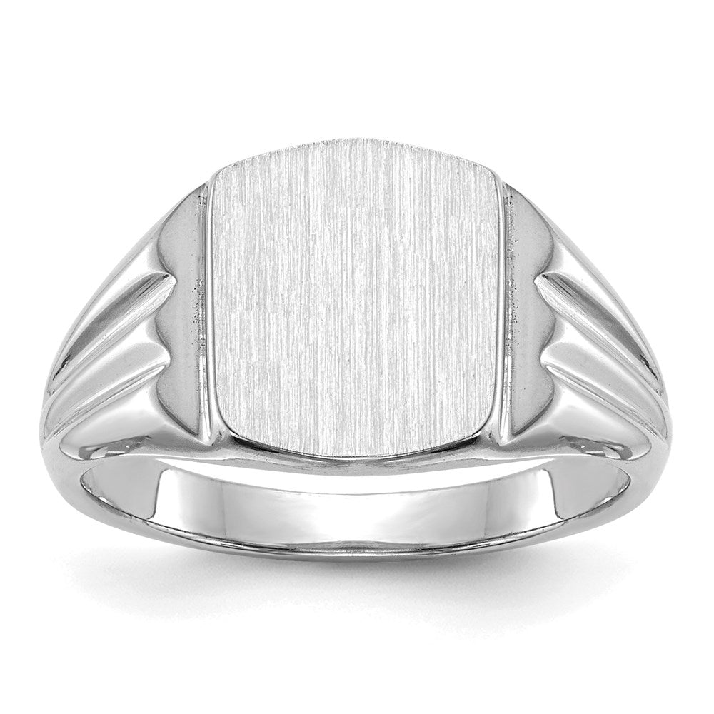 14K Weißgold Siegelring, geschlossene Fassung, 9,5x8,0 mm