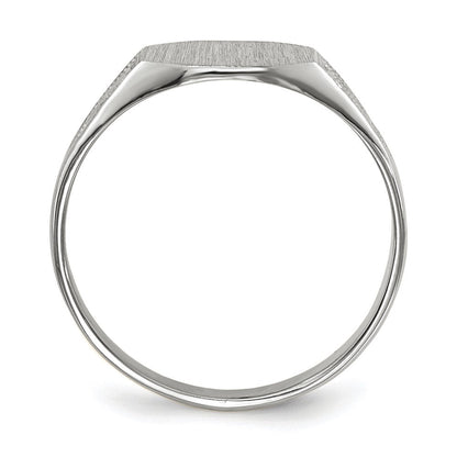 14K Weißgold Siegelring mit geschlossenem Boden, 7,0x9,0 mm