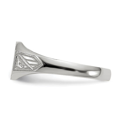 14K Weißgold Siegelring mit geschlossenem Boden, 7,0x9,0 mm