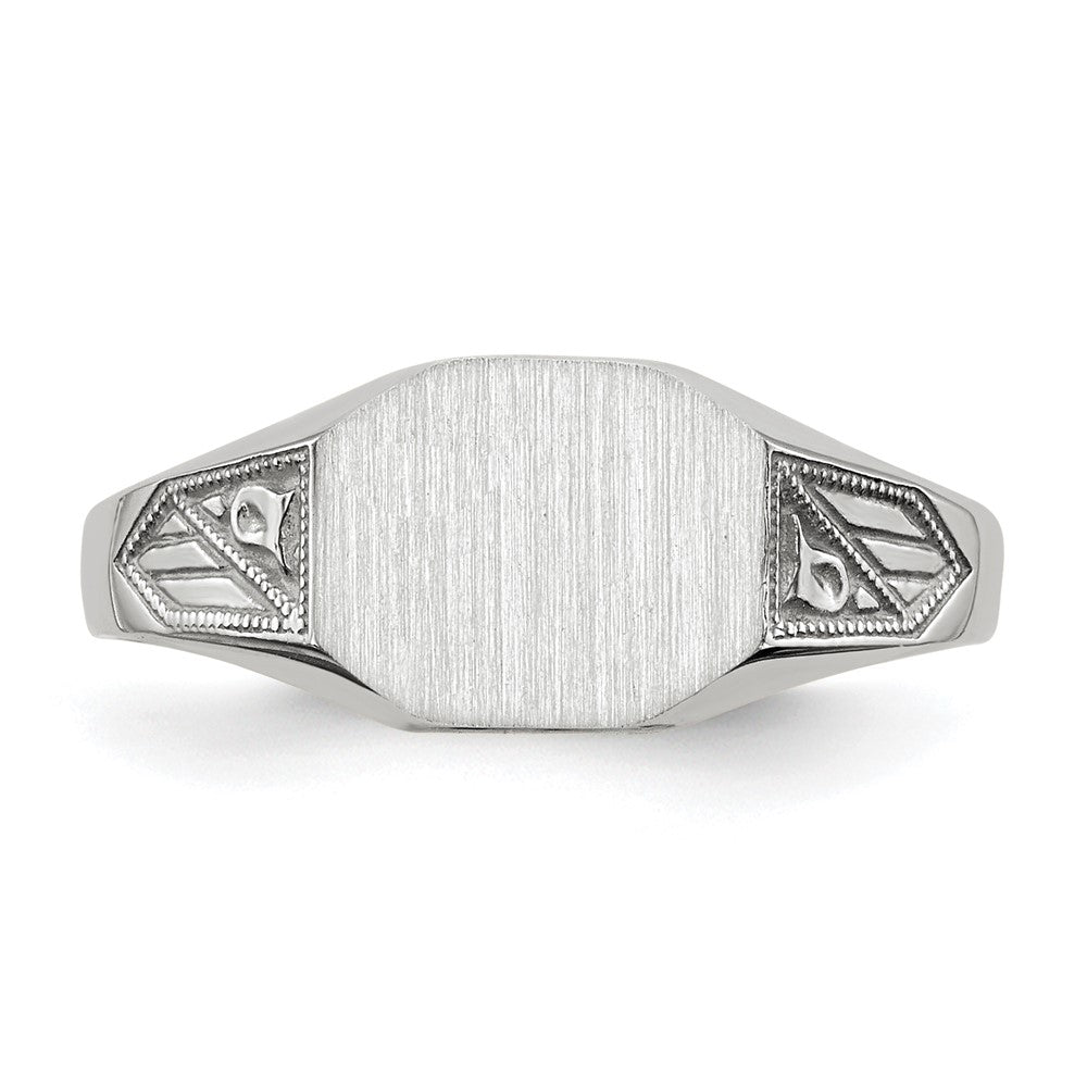 14K Weißgold Siegelring mit geschlossenem Boden, 7,0x9,0 mm