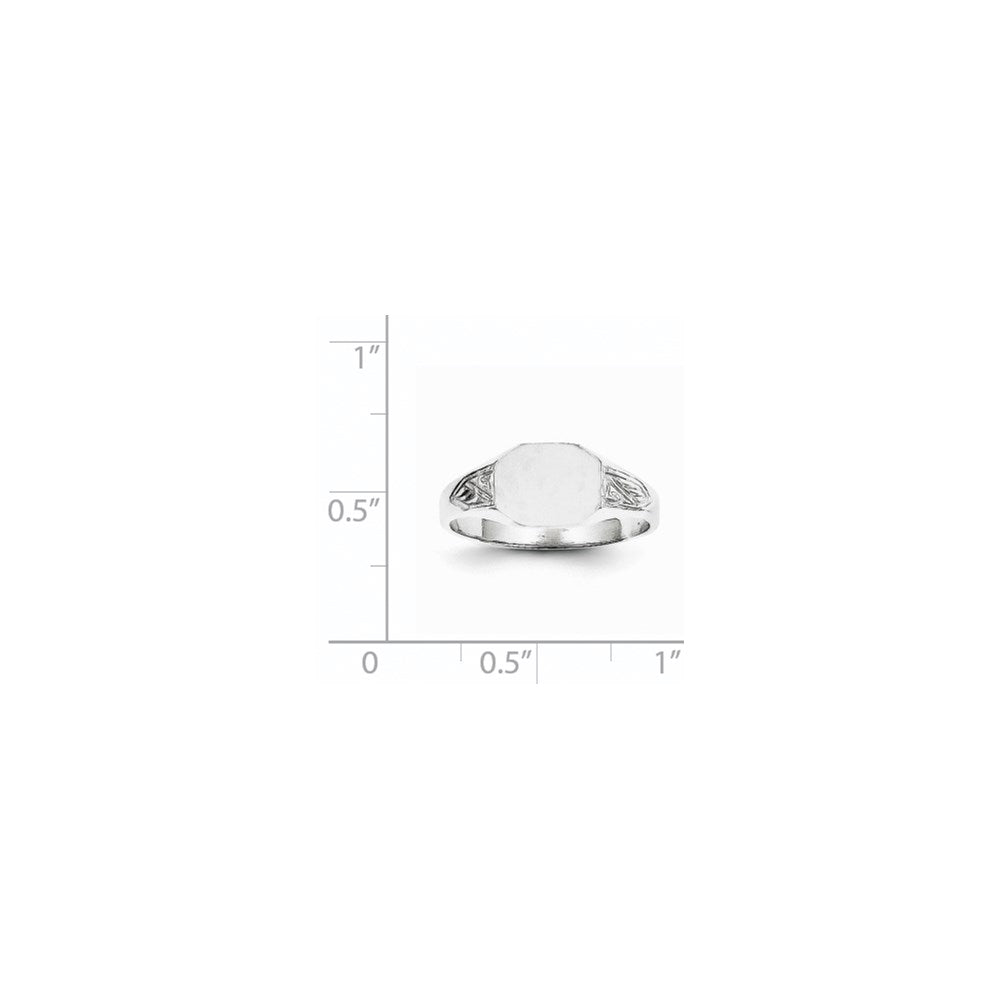 14K Weißgold Siegelring mit geschlossenem Boden, 7,0x9,0 mm