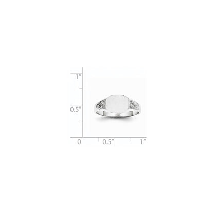14K Weißgold Siegelring mit geschlossenem Boden, 7,0x9,0 mm