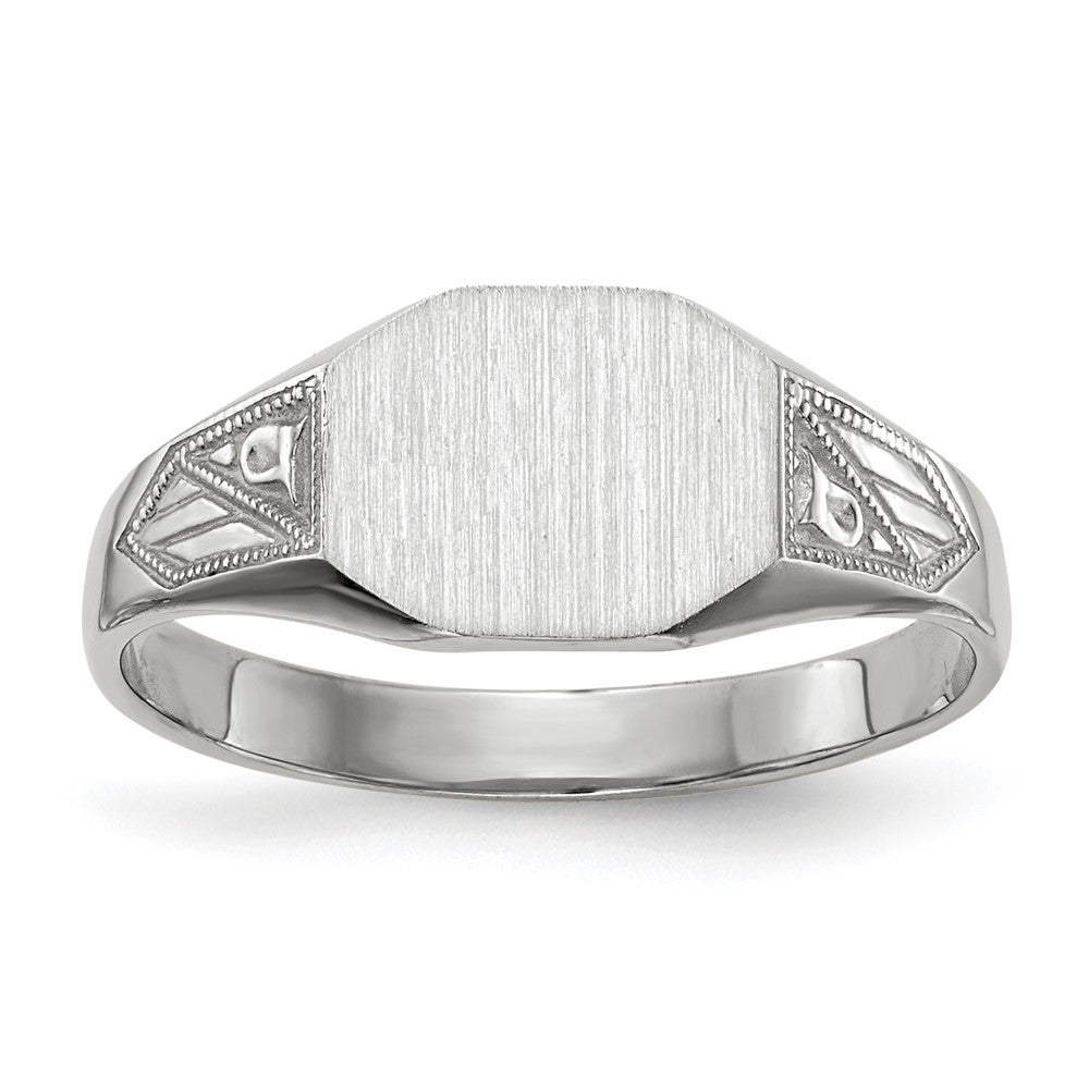14K Weißgold Siegelring mit geschlossenem Boden, 7,0x9,0 mm