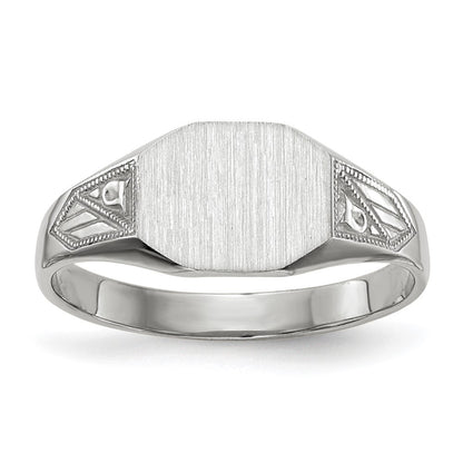 14K Weißgold Siegelring mit geschlossenem Boden, 7,0x9,0 mm