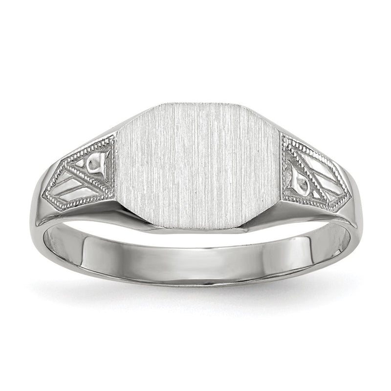 14K Weißgold Siegelring mit geschlossenem Boden, 7,0x9,0 mm
