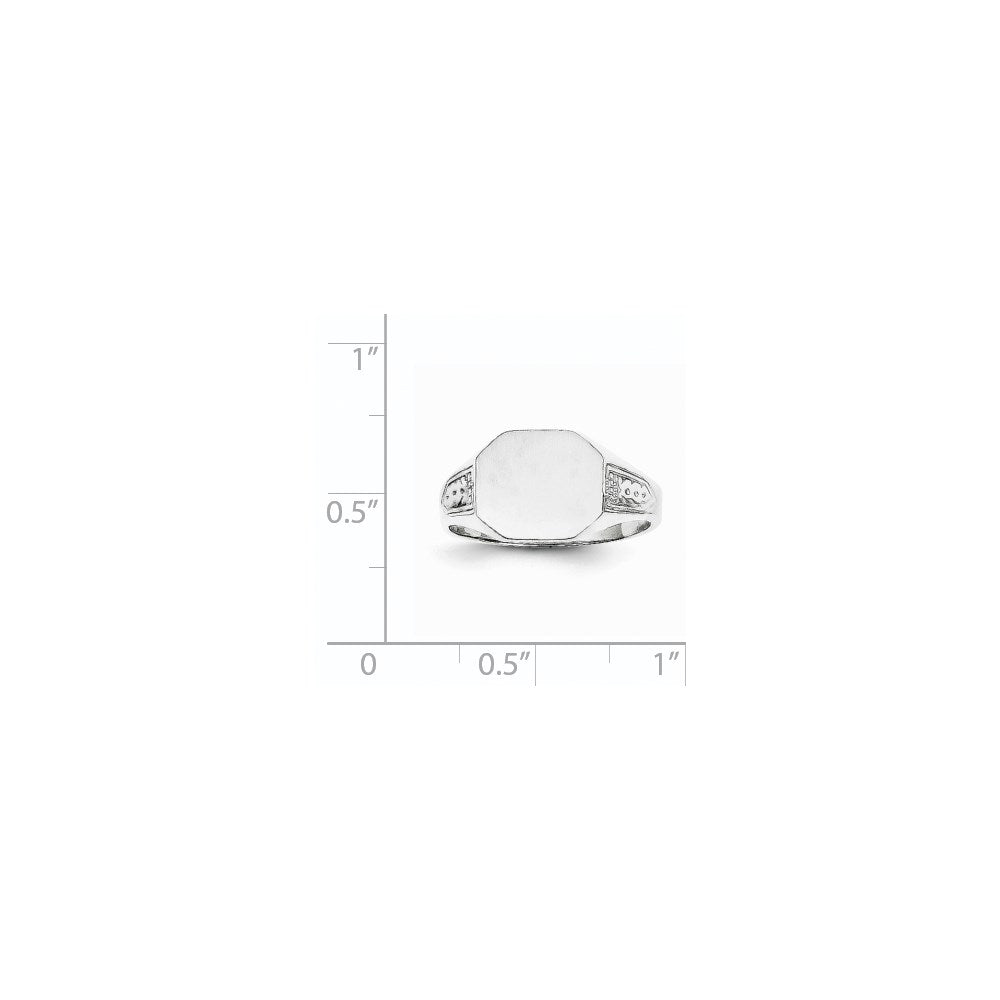 14K Weißgold Siegelring, 9,0x10,5mm, geschlossene Fassung
