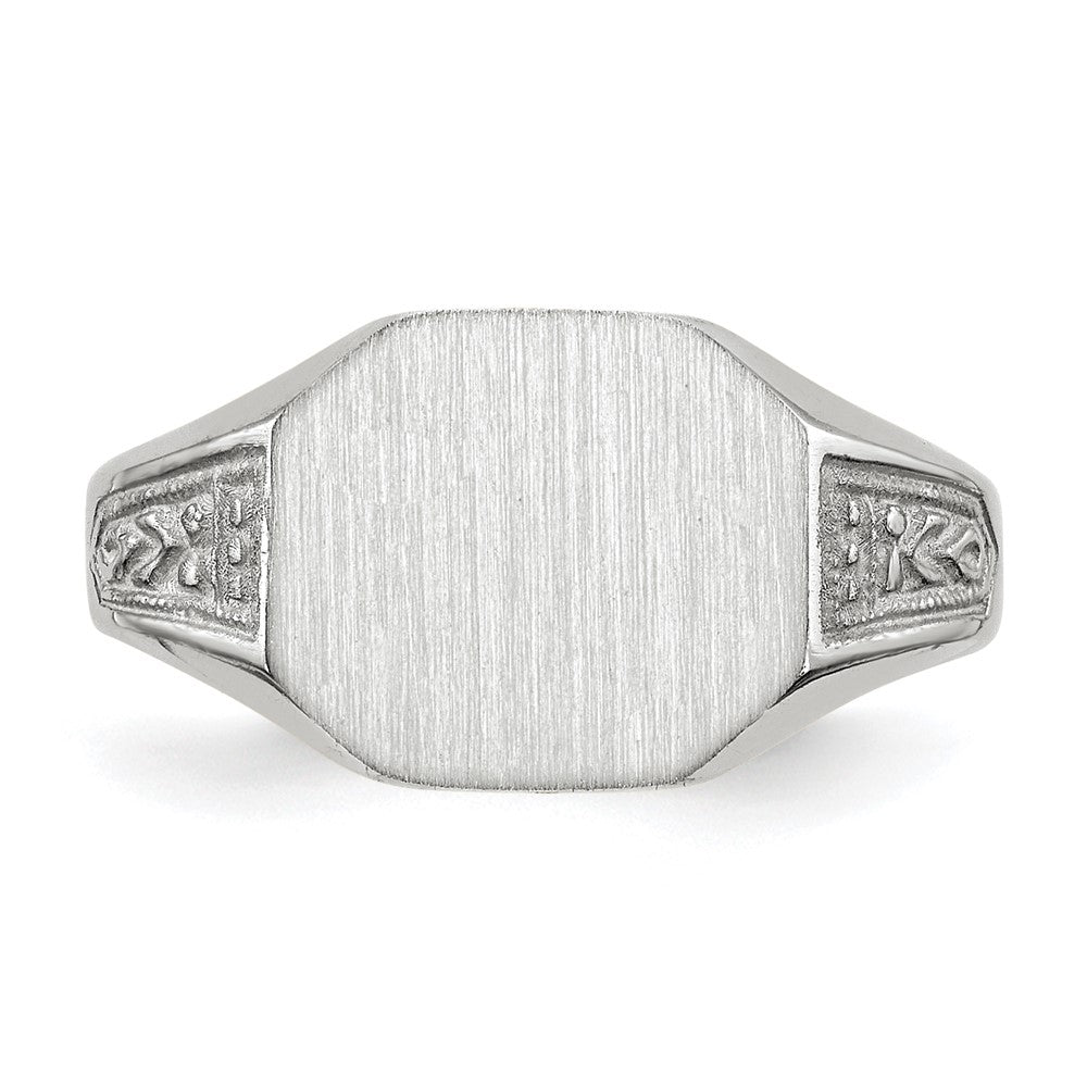 14K Weißgold Siegelring mit geschlossener Rückseite, 9,0x11,0 mm