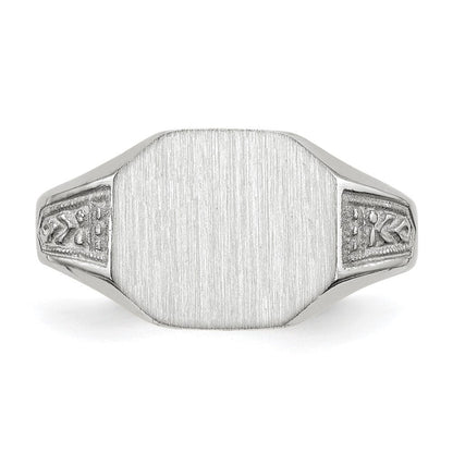 14K Weißgold Siegelring mit geschlossener Rückseite, 9,0x11,0 mm