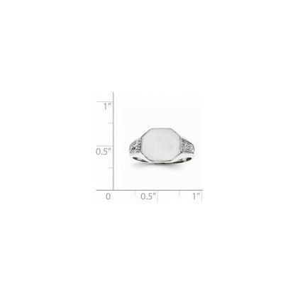 14K Weißgold Siegelring mit geschlossener Rückseite, 9,0x11,0 mm