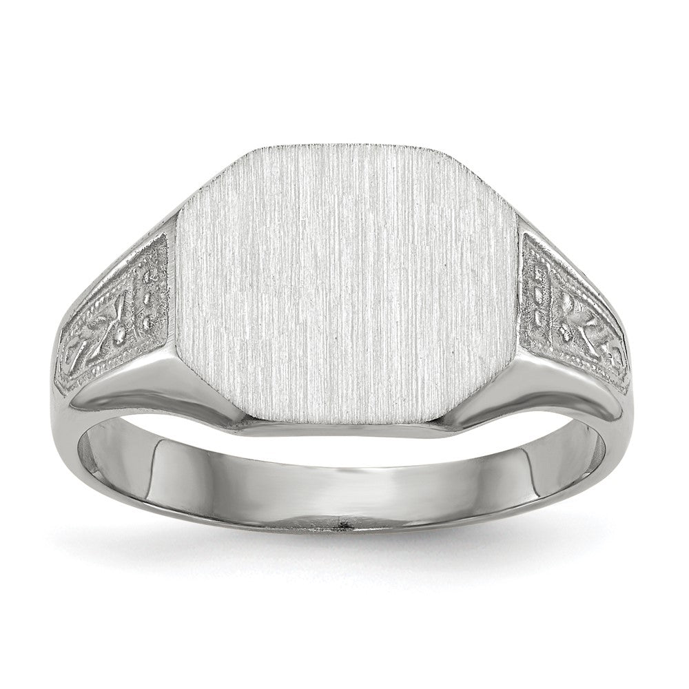14K Weißgold Siegelring mit geschlossener Rückseite, 9,0x11,0 mm