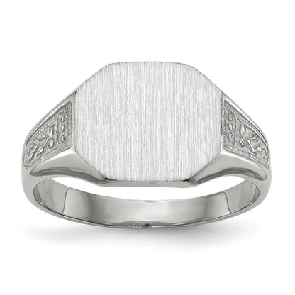 14K Weißgold Siegelring mit geschlossener Rückseite, 9,0x11,0 mm