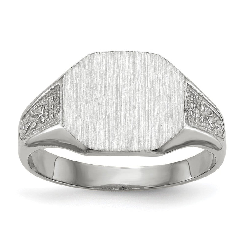 14K Weißgold Siegelring mit geschlossener Rückseite, 9,0x11,0 mm